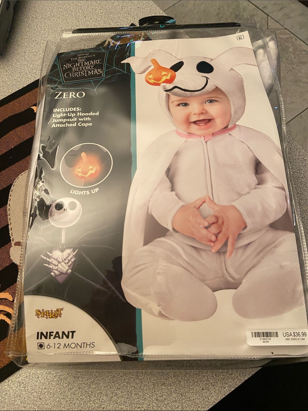 The Nightmare Before Christmas Zero Infant Light-Up Hooded Jumpsuit - White